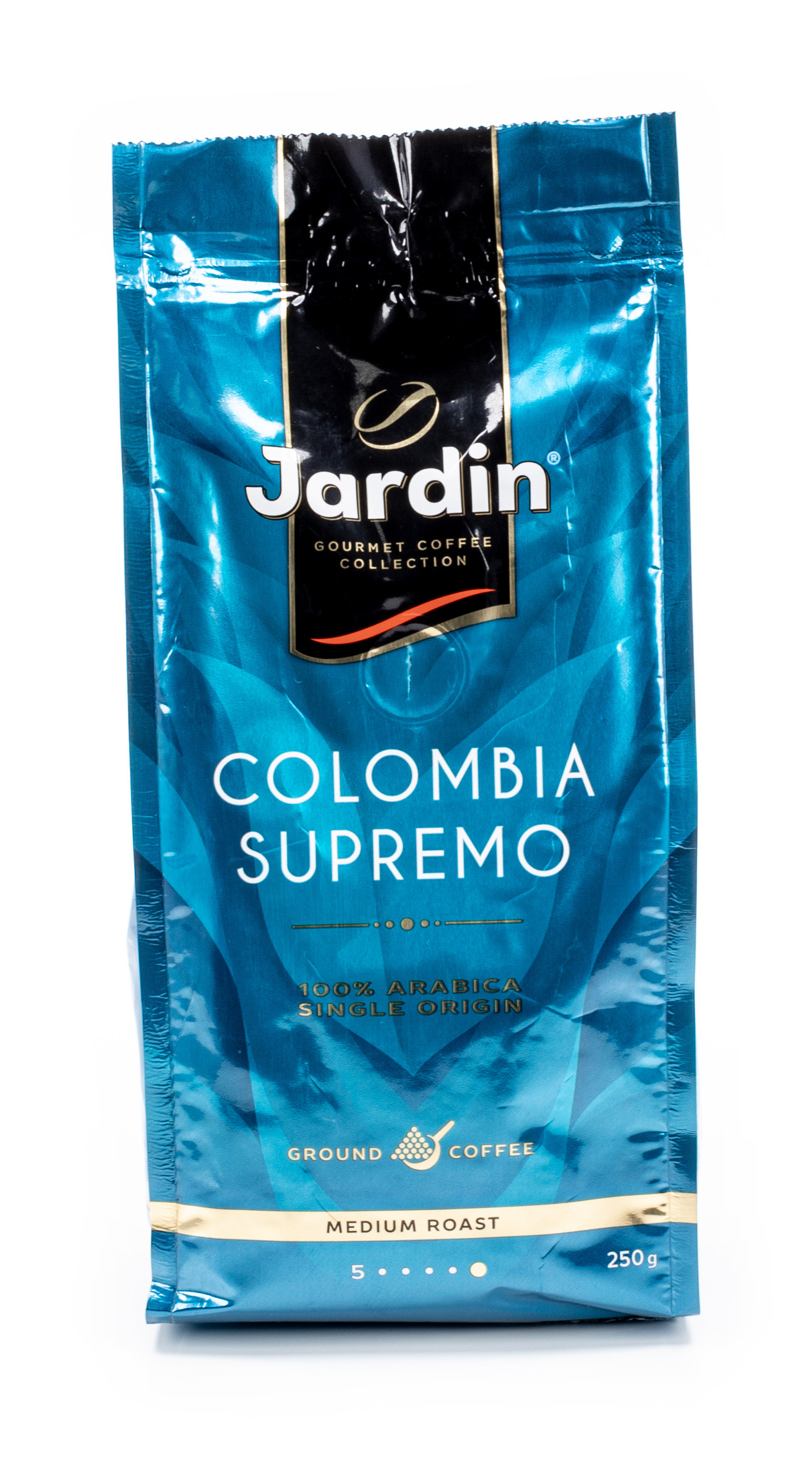 Кофе молотый Jardin / Жардин Colombia Supremo Medium Roast средняя обжарка, глубокие ноты вкуса и аромата, средний помол, черный в упаковке 250г / арабика 100%