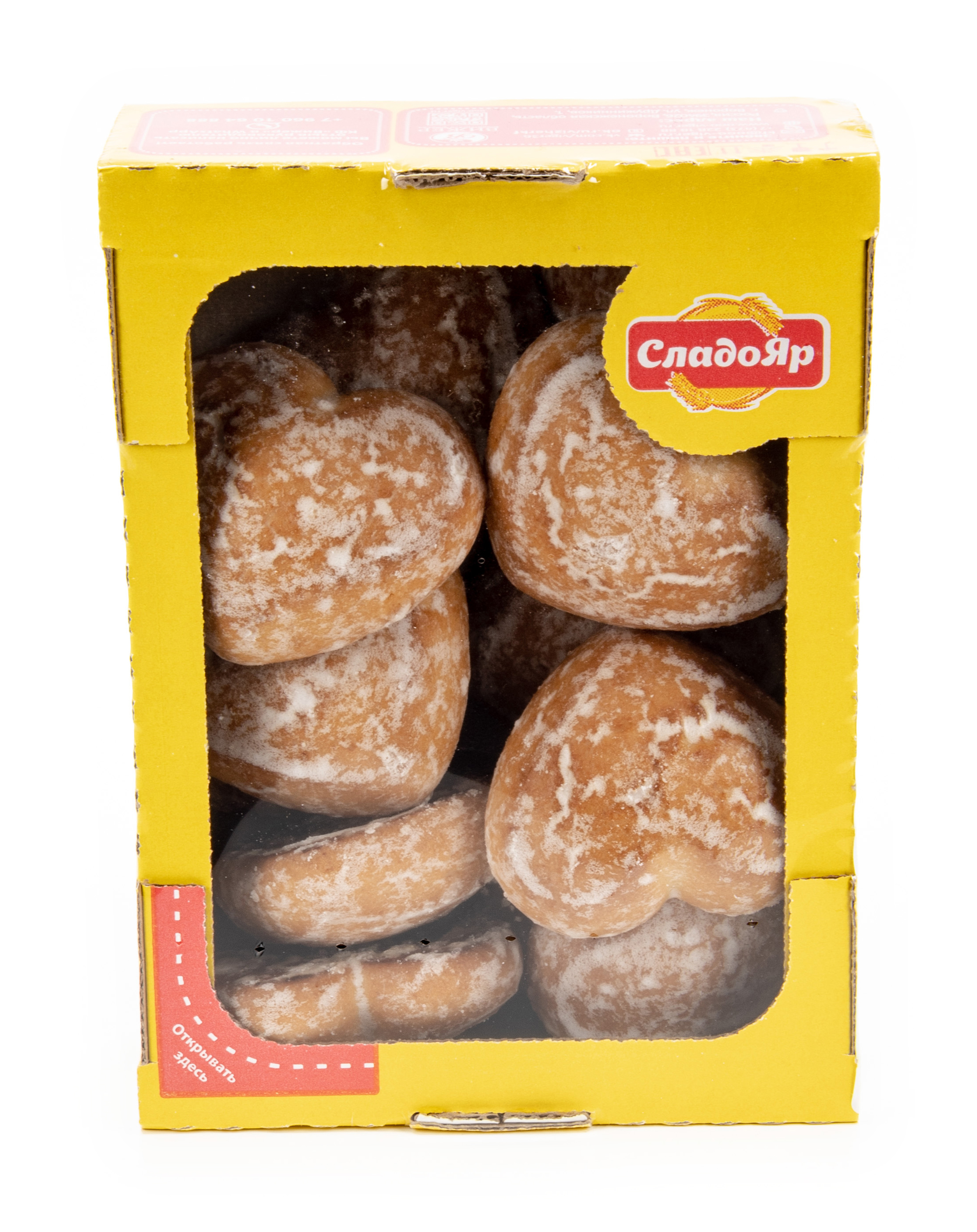 Пряники Сладояр Сердечки, сырцовые, ароматные сливочно-ванильные в сахарной глазури, с добавлением натуральных сливок, 550г / кондитерские изделия