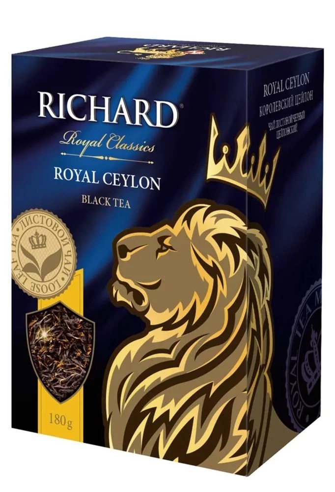 Чай листовой Richard / Ричард Royal Ceylon черный в упаковке 180г / горячие напитки