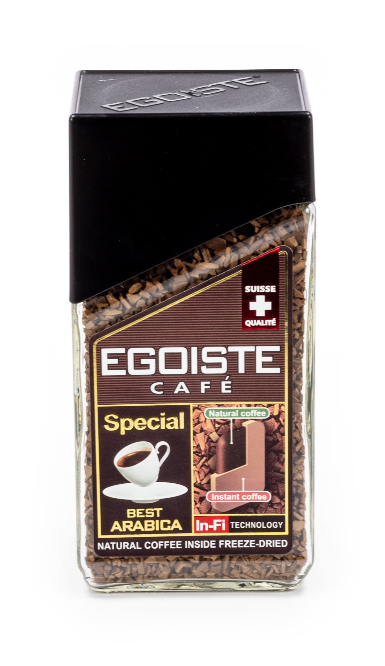 Кофе растворимый EGOISTE / Эгоист Special сублимированный натуральный с добавлением жареного молотого, с кофеином, 100% арабика, средняя обжарка, 100г