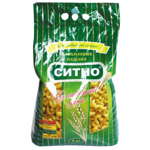 Макароны высший сорт Ситно Рожки из пшеницы в упаковке 5кг / макаронные изделия / спагетти