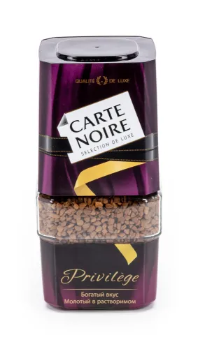 Кофе растворимый Carte Noire / Карт Нуар Privilege натуральный сублимированный с добавлением жареного молотого, с кофеином, 100% арабика, средняя обжарка 95г