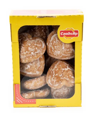 Пряники Сладояр Сливочные сердечки, 550г, сахарная глазурь