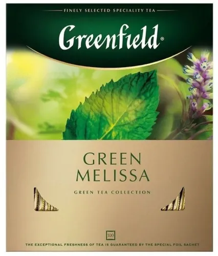 Чай в пакетиках Greenfield Green Melissa зеленый байховый, 100 шт