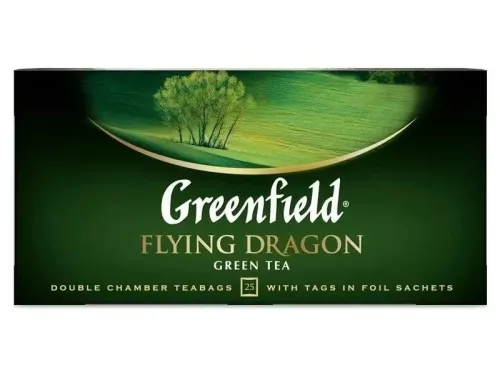 Чай в пакетиках Greenfield / Гринфилд Flying Dragon зеленый, упаковка 25пакетиков / горячие напитки