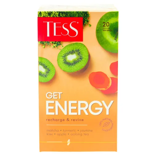 Чай в пакетиках Tess / Тесс Get Energy зеленый с ароматом киви и жасмина, упаковка 20пакетиков / горячие напитки