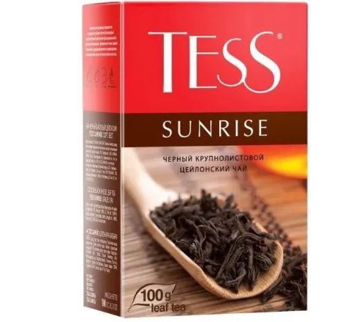 Чай листовой Tess / Тесс Sunrise цейлонский черный в упаковке 100г / горячие напитки