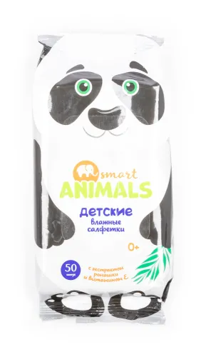 Влажные салфетки SMART ANIMALS детские ромашка 50шт