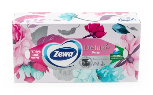 Салфетки бумажные Zewa Deluxe 3 слоя, 90шт, белые