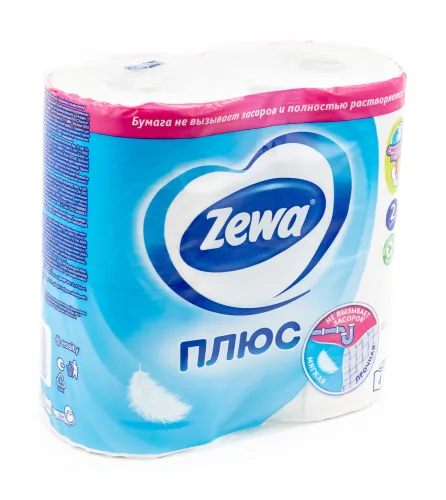 Туалетная бумага ZEWA двухслойная белая 4 рулона