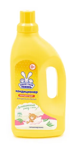 Кондиционер для детского белья Ушастый нянь с Алоэ вера для всех типов тканей гель концентрат 1.2л / ополаскиватель для стирки
