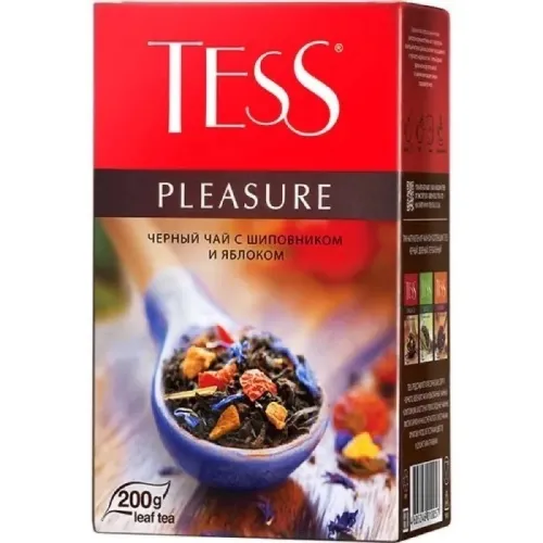 Чай листовой Tess Pleasure черный с шиповником и яблоком 200г